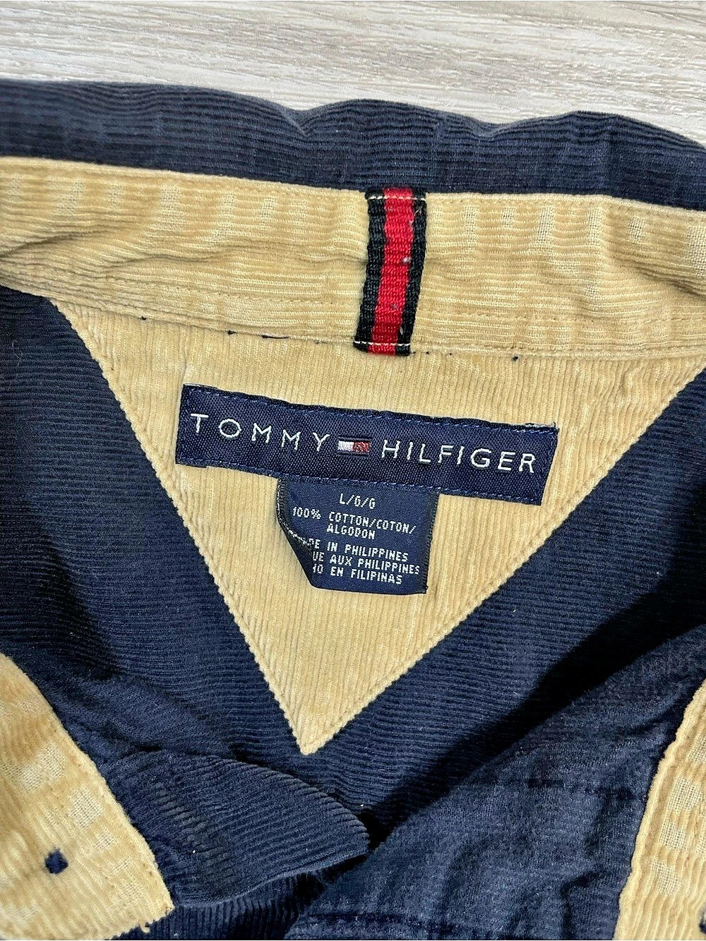 Tommy Hilfiger Vintage Corduroy Long Sleeve Button-Down Shirt Men's Black Large - Picture 3 of 5